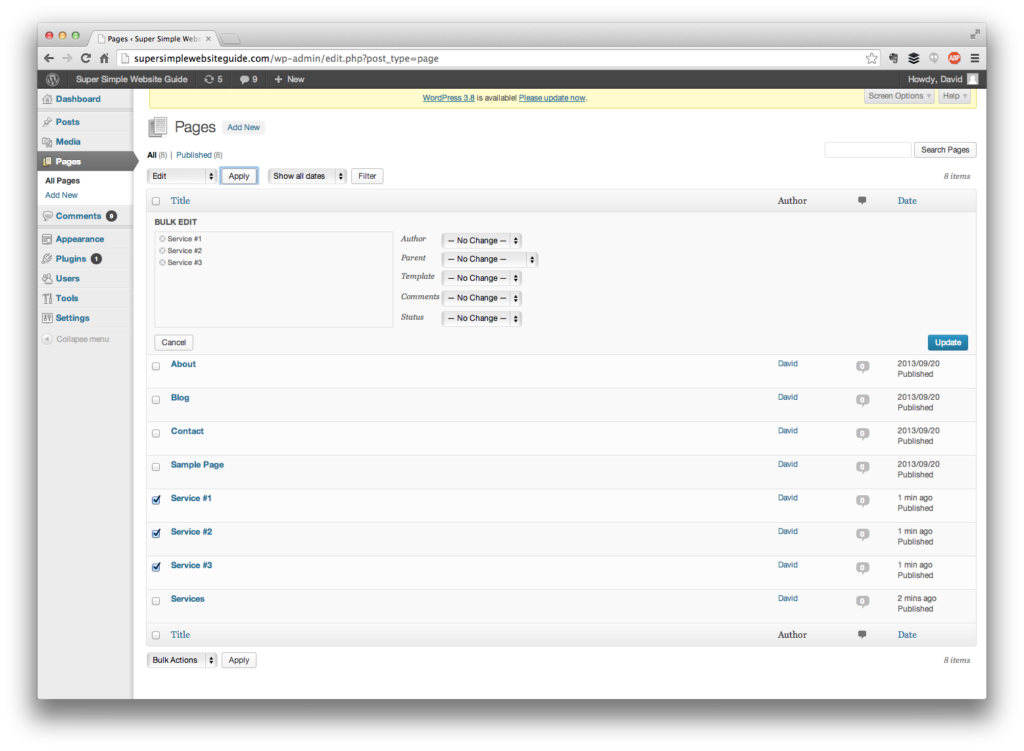 add subpages in WordPress