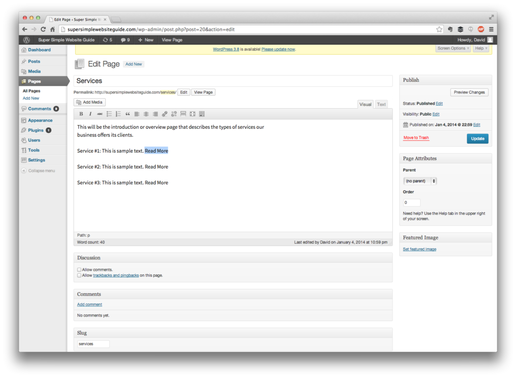add links in WordPress