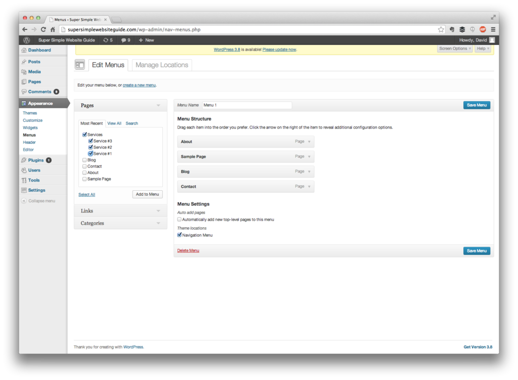 add subpages in WordPress menu