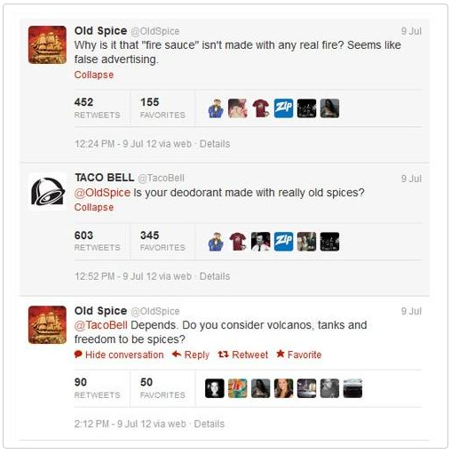 Old Spice and Taco Bell on Twitter